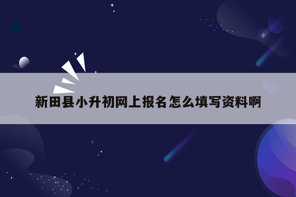 新田县小升初网上报名怎么填写资料啊