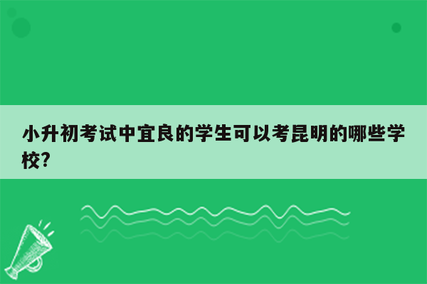 小升初考试中宜良的学生可以考昆明的哪些学校?