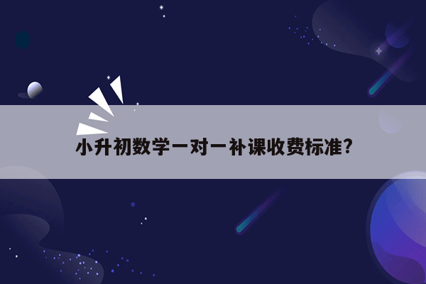 小升初数学一对一补课收费标准?