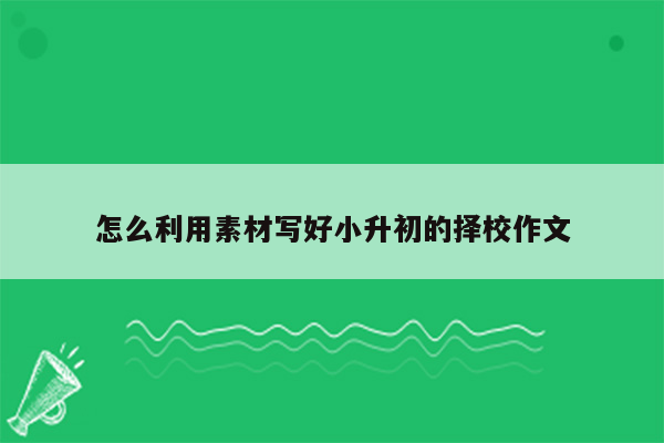 怎么利用素材写好小升初的择校作文