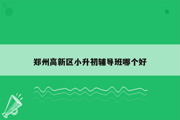 郑州高新区小升初辅导班哪个好