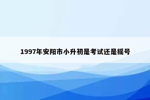 1997年安阳市小升初是考试还是摇号