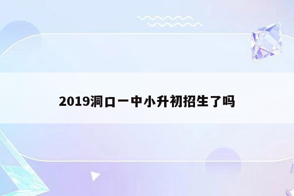 2019洞口一中小升初招生了吗