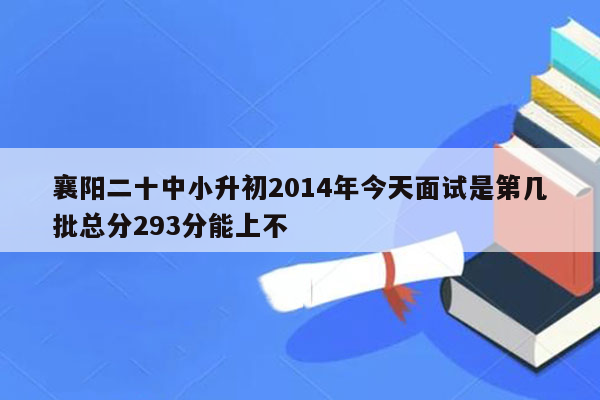 襄阳二十中小升初2014年今天面试是第几批总分293分能上不