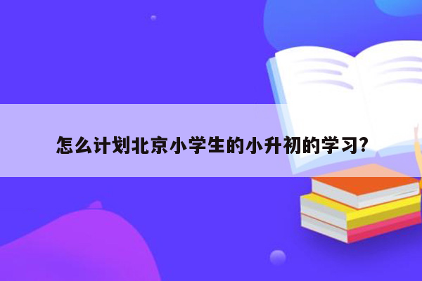 怎么计划北京小学生的小升初的学习?