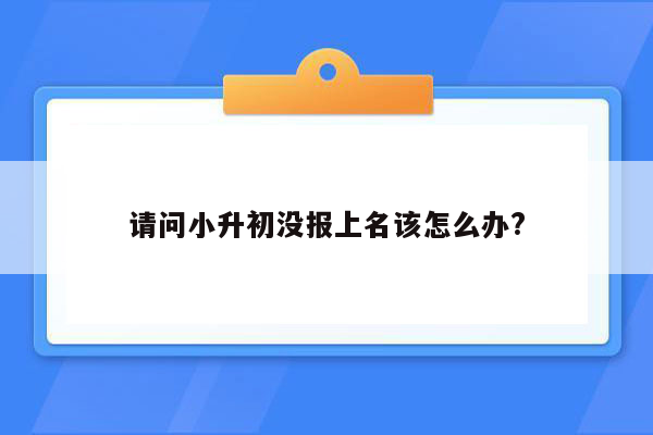 请问小升初没报上名该怎么办?