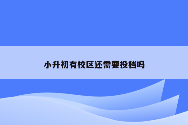 小升初有校区还需要投档吗