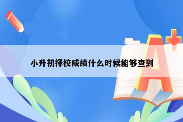 小升初择校成绩什么时候能够查到