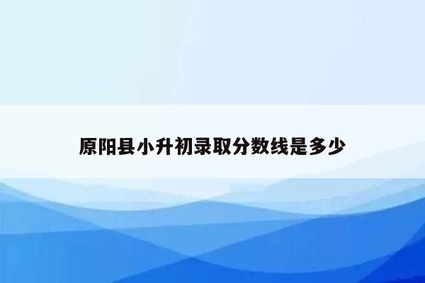 原阳县小升初录取分数线是多少