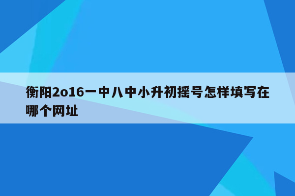 衡阳2o16一中八中小升初摇号怎样填写在哪个网址