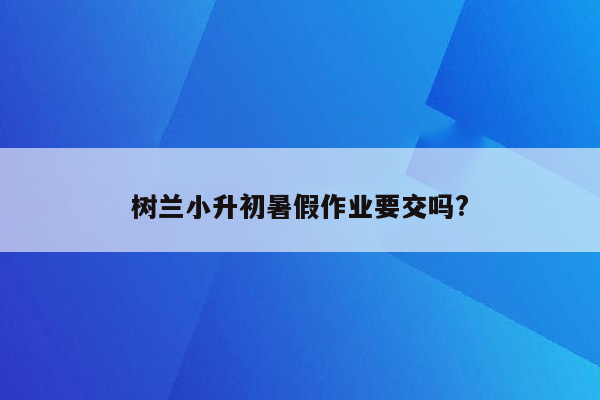 树兰小升初暑假作业要交吗?