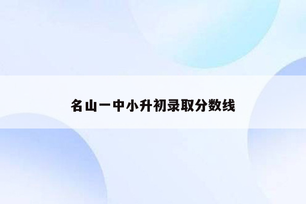 名山一中小升初录取分数线