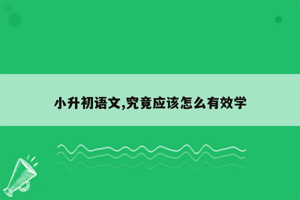 小升初语文,究竟应该怎么有效学