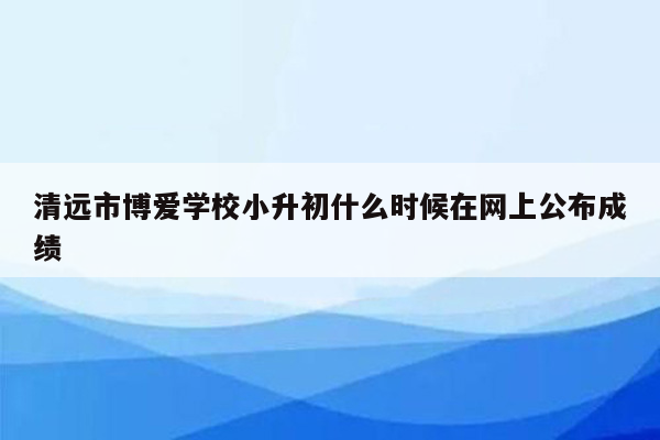 清远市博爱学校小升初什么时候在网上公布成绩