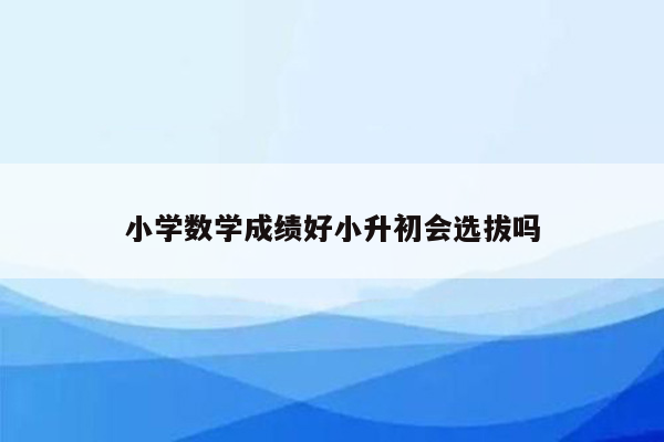 小学数学成绩好小升初会选拔吗