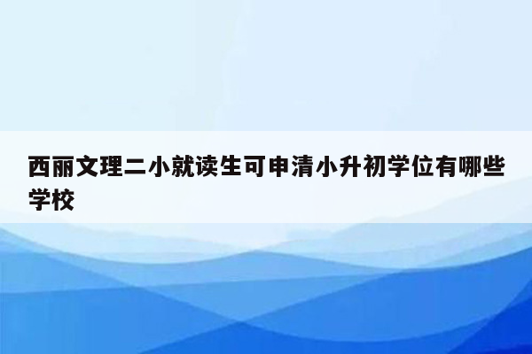 西丽文理二小就读生可申清小升初学位有哪些学校