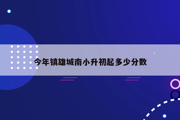 今年镇雄城南小升初起多少分数