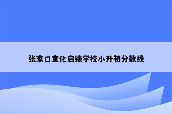 张家口宣化启臻学校小升初分数线