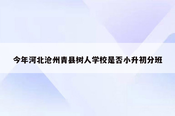 今年河北沧州青县树人学校是否小升初分班