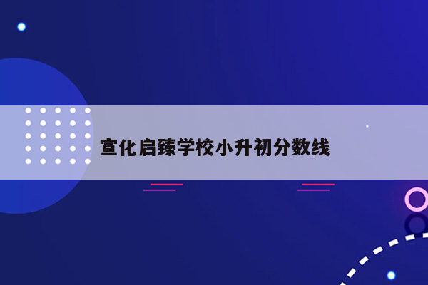 宣化启臻学校小升初分数线