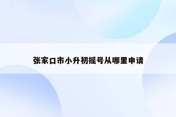 张家口市小升初摇号从哪里申请