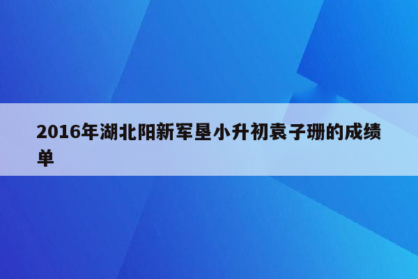 2016年湖北阳新军垦小升初袁子珊的成绩单