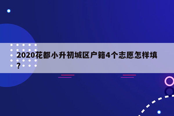 2020花都小升初城区户籍4个志愿怎样填?