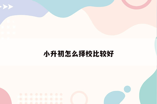 小升初怎么择校比较好