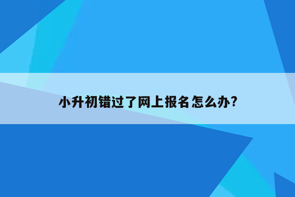 小升初错过了网上报名怎么办?