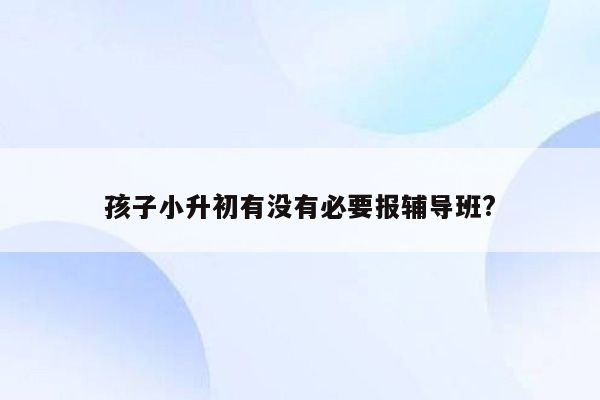 孩子小升初有没有必要报辅导班?