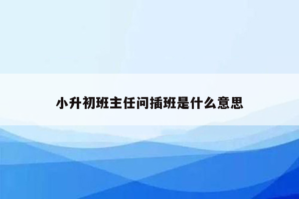 小升初班主任问插班是什么意思