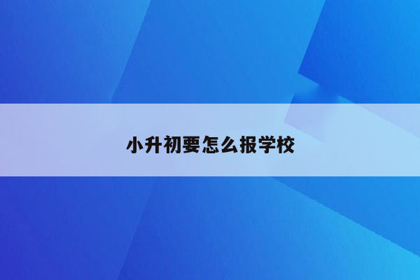 小升初要怎么报学校