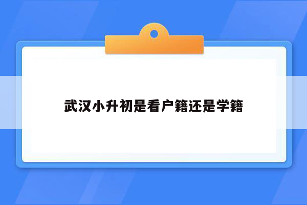 武汉小升初是看户籍还是学籍