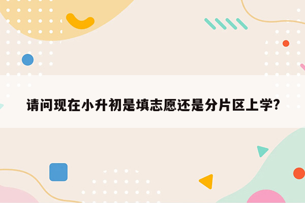 请问现在小升初是填志愿还是分片区上学?