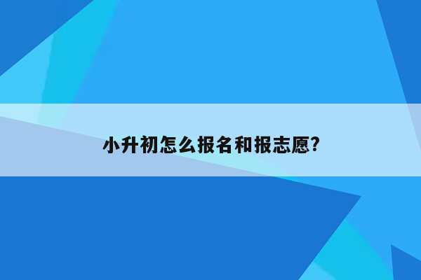 小升初怎么报名和报志愿?