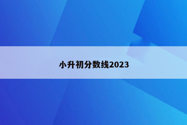 小升初分数线2023