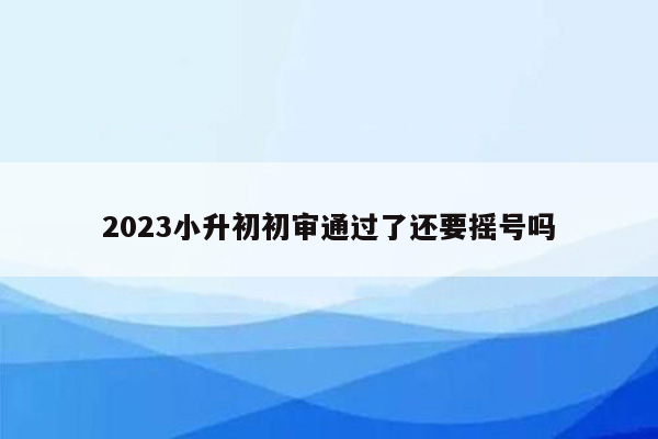 2023小升初初审通过了还要摇号吗