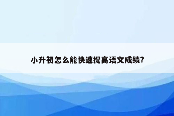 小升初怎么能快速提高语文成绩?