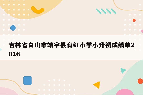 吉林省白山市靖宇县育红小学小升初成绩单2016