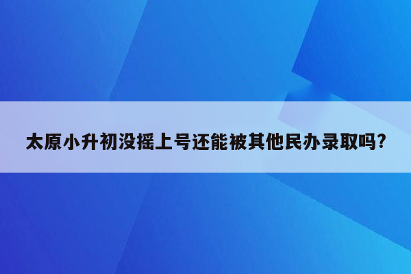 太原小升初没摇上号还能被其他民办录取吗?