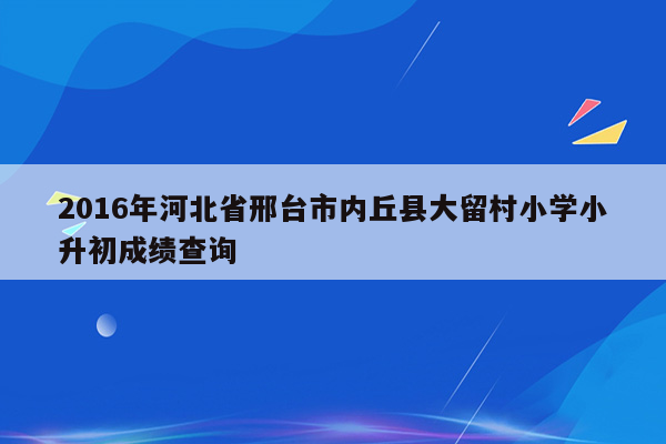 2016年河北省邢台市内丘县大留村小学小升初成绩查询