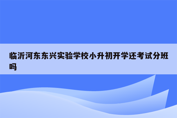 临沂河东东兴实验学校小升初开学还考试分班吗