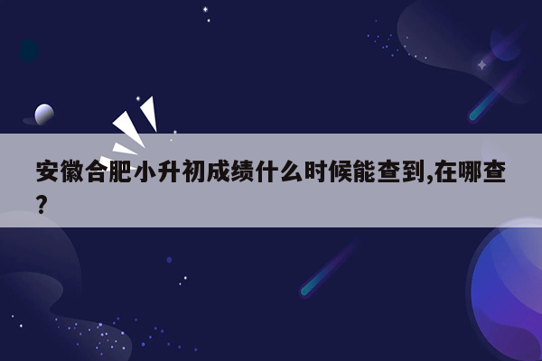 安徽合肥小升初成绩什么时候能查到,在哪查?