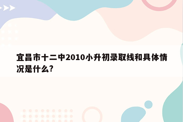 宜昌市十二中2010小升初录取线和具体情况是什么?