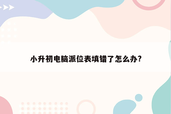 小升初电脑派位表填错了怎么办?