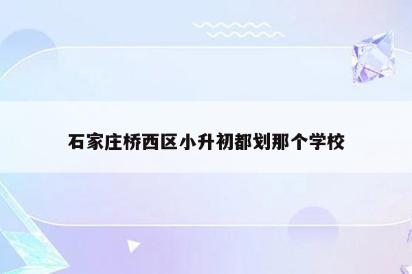 石家庄桥西区小升初都划那个学校