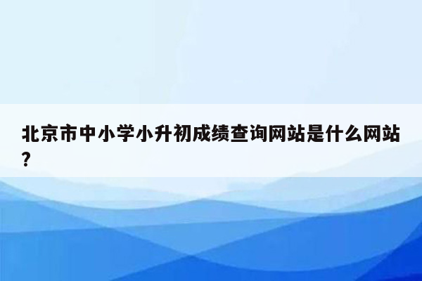 北京市中小学小升初成绩查询网站是什么网站?