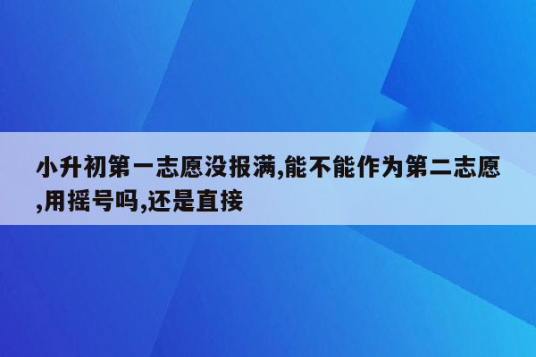 小升初第一志愿没报满,能不能作为第二志愿,用摇号吗,还是直接