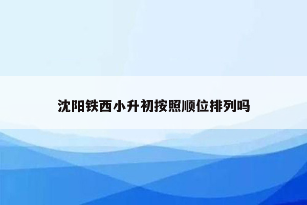 沈阳铁西小升初按照顺位排列吗