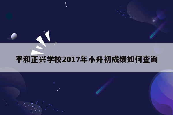 平和正兴学校2017年小升初成绩如何查询